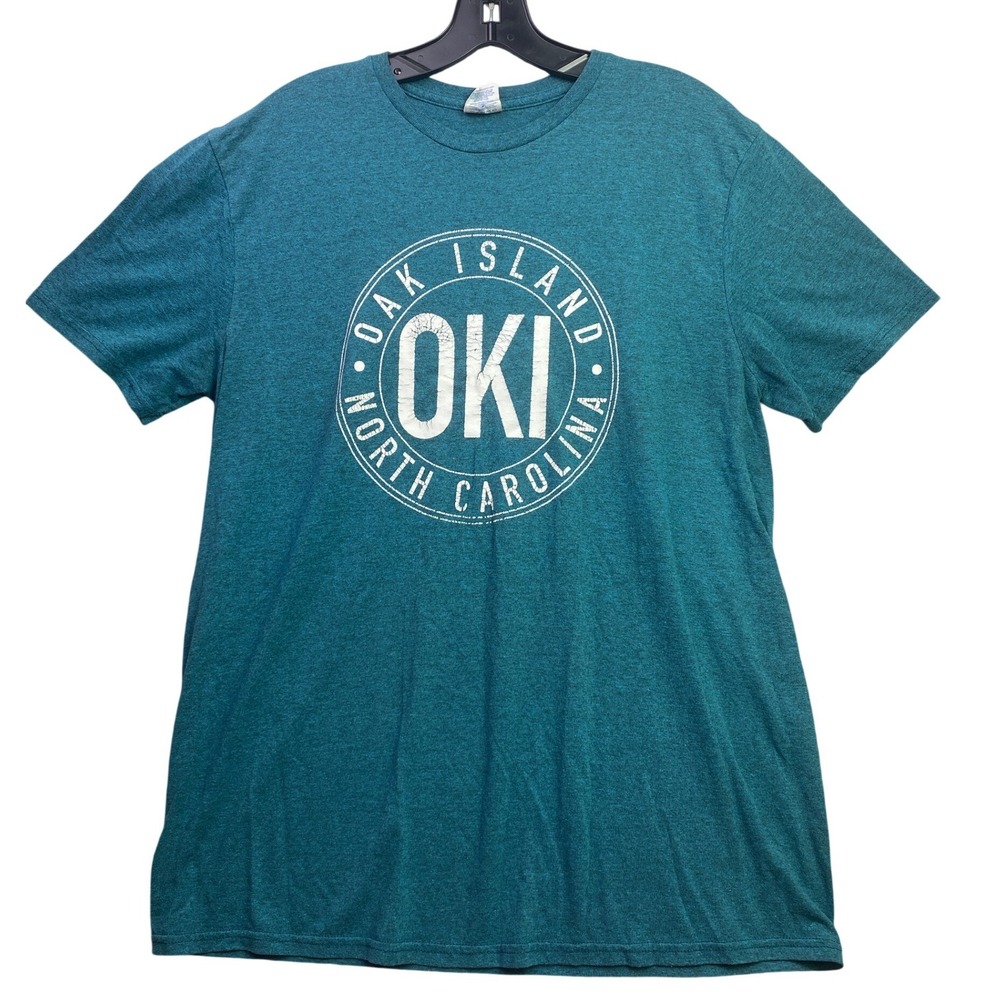 OKI Oak Island Shirt Mens Large Spell Out Beachy Coastal Everyday Streetwear